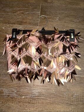 Sequin Leaf Embellished Pink crop top